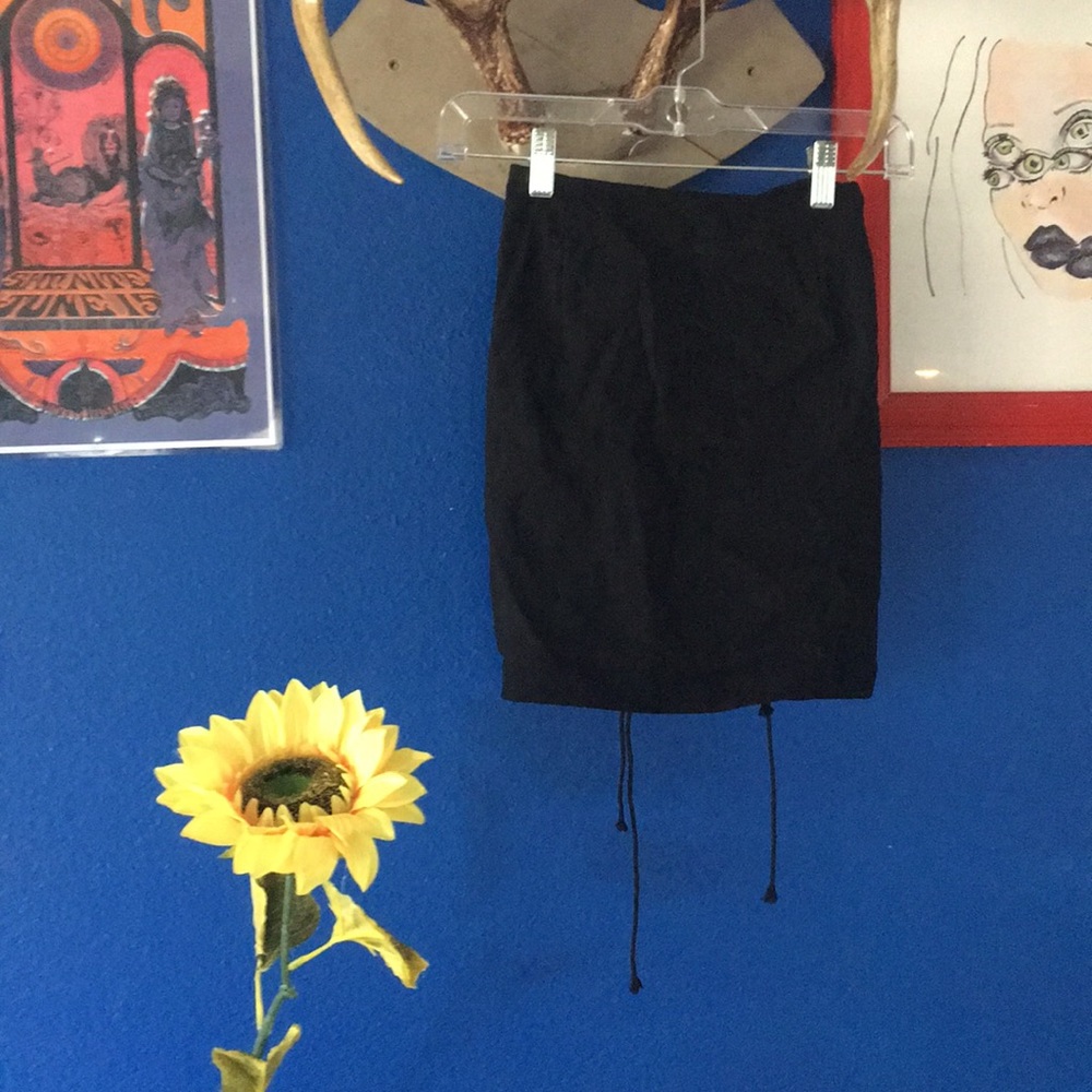 Lace Up Black Mini Skirt - Picture 2 of 4